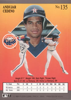 Andujar Cedeno  baseball card collectible - Main Image 2