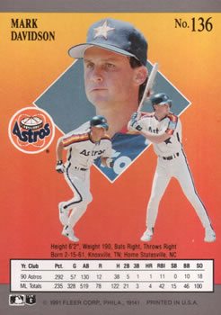 Mark Davidson  baseball card collectible - Main Image 2