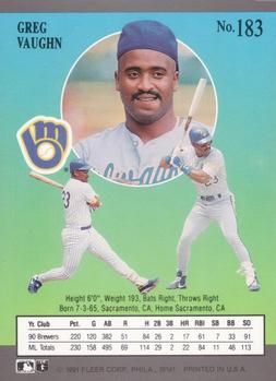 Greg Vaughn  baseball card collectible - Main Image 2