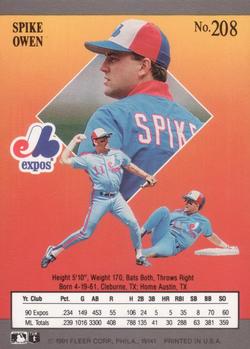 Spike Owen  baseball card collectible - Main Image 2