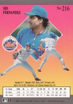 Sid Fernandez  baseball card collectible - Main Image 2