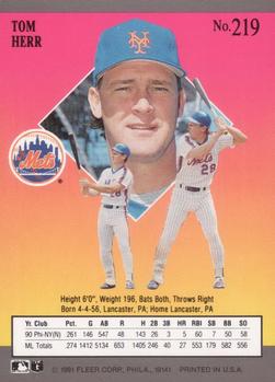 Tom Herr  baseball card collectible - Main Image 2