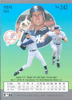 Steve Sax  baseball card collectible - Main Image 2