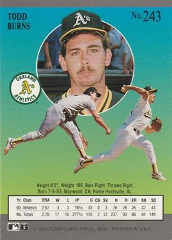 Todd Burns  baseball card collectible - Main Image 2