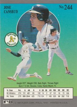 Jose Canseco  baseball card collectible - Main Image 2