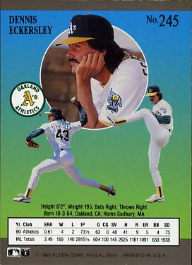 Dennis Eckersley  baseball card collectible - Main Image 2