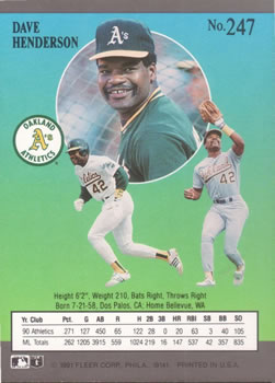Dave Henderson  baseball card collectible - Main Image 2