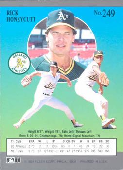 Rick Honeycutt  baseball card collectible - Main Image 2