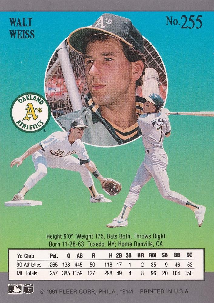 Walt Weiss  baseball card collectible - Main Image 2