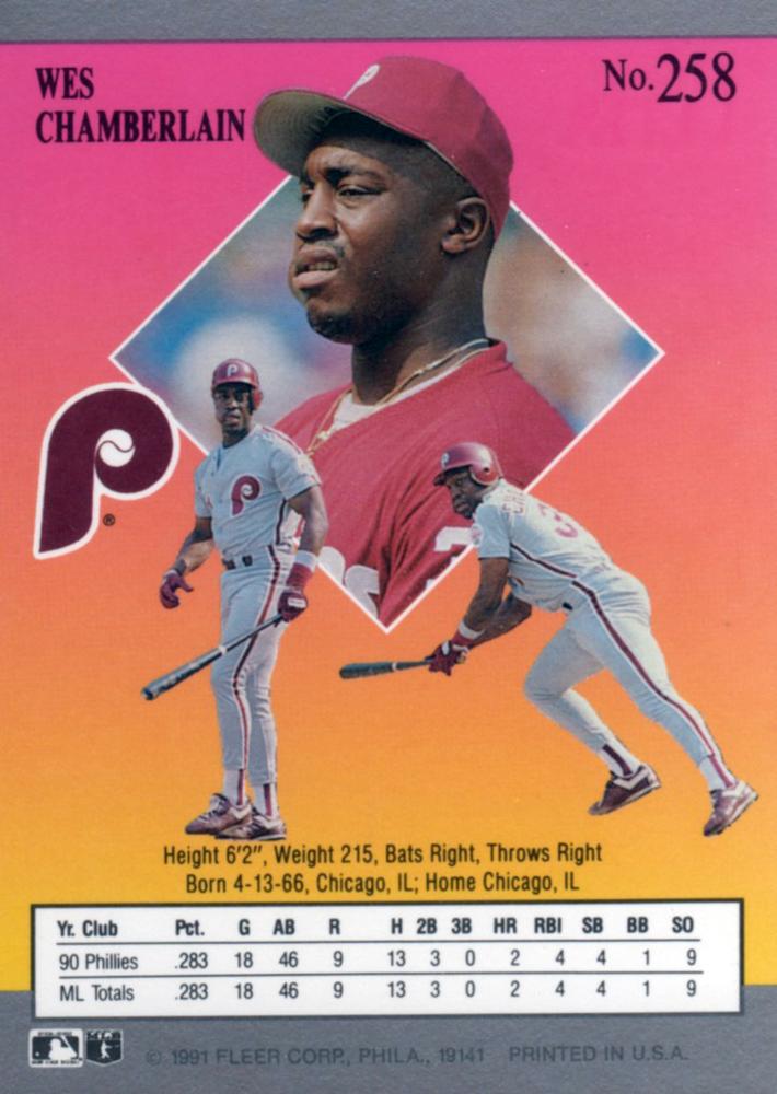 Wes Chamberlain  baseball card collectible - Main Image 2