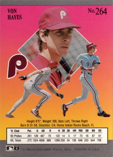 Von Hayes  baseball card collectible - Main Image 2