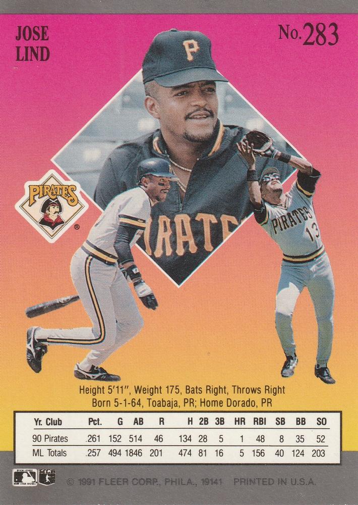 Jose Lind  baseball card collectible - Main Image 2