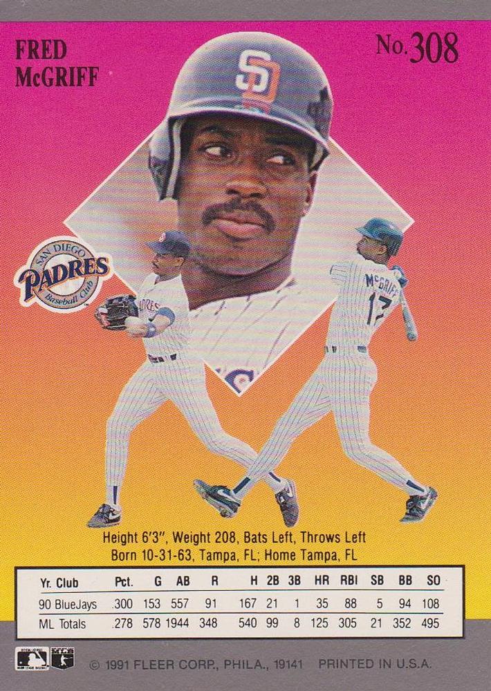 Fred McGriff  baseball card collectible - Main Image 2