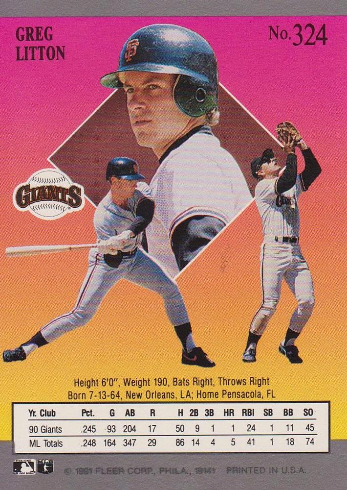 Greg Litton  baseball card collectible - Main Image 2