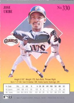 Jose Uribe  baseball card collectible - Main Image 2