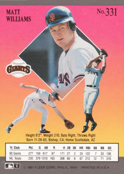 Matt Williams  baseball card collectible - Main Image 2