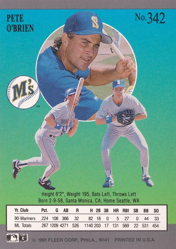 Pete O’Brien  baseball card collectible - Main Image 2