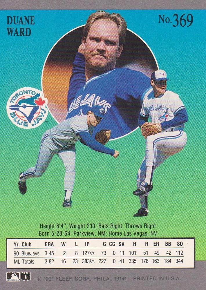 Duane Ward  baseball card collectible - Main Image 2