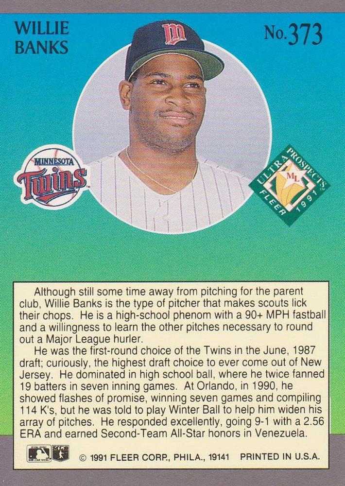 Willie Banks  baseball card collectible - Main Image 2