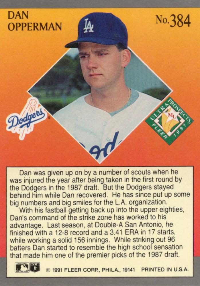 Dan Opperman  baseball card collectible - Main Image 2