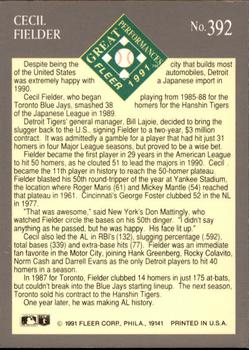 Cecil Fielder  baseball card collectible - Main Image 2