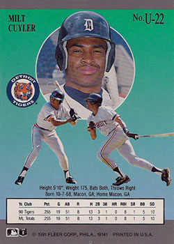 Milt Cuyler  baseball card collectible - Main Image 2