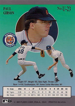 Paul Gibson  baseball card collectible - Main Image 2