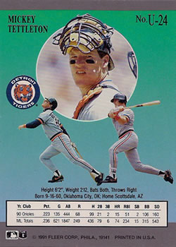 Mickey Tettleton  baseball card collectible - Main Image 2