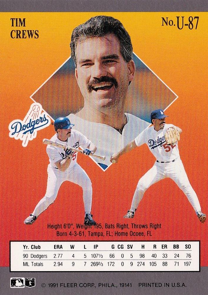 Tim Crews  baseball card collectible - Main Image 2