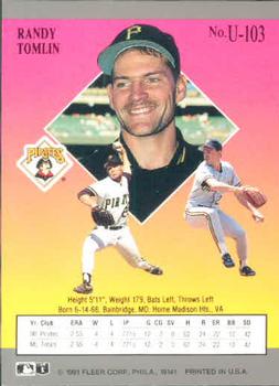 Randy Tomlin  baseball card collectible - Main Image 2