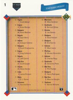 Star Rookie Checklist  baseball card collectible - Main Image 2