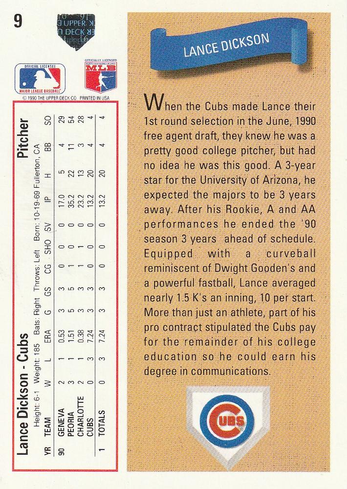 Lance Dickson  baseball card collectible - Main Image 2