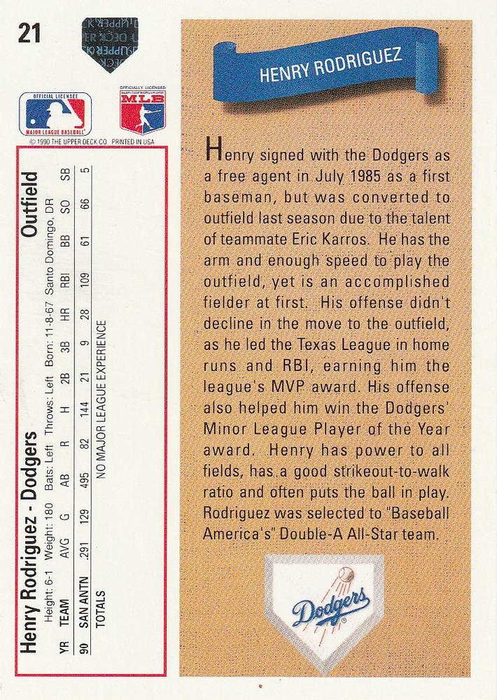 Henry Rodriguez  baseball card collectible - Main Image 2