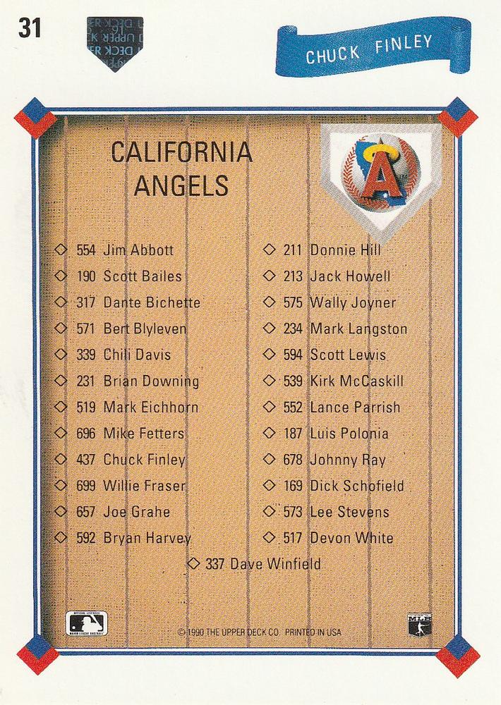 Chuck Finley  baseball card collectible - Main Image 2