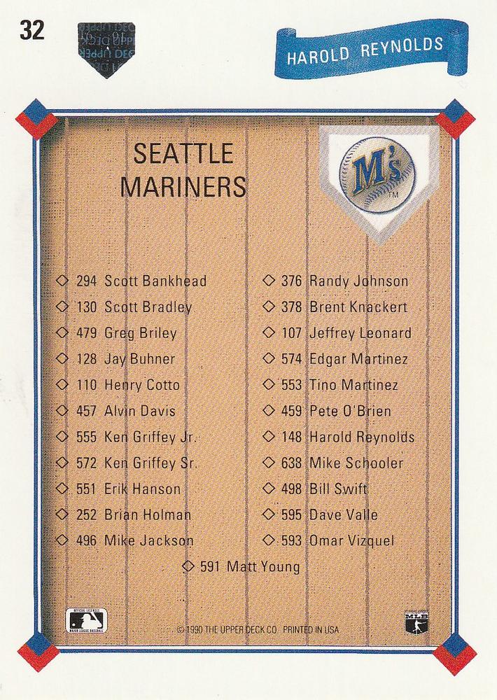 Harold Reynolds  baseball card collectible - Main Image 2