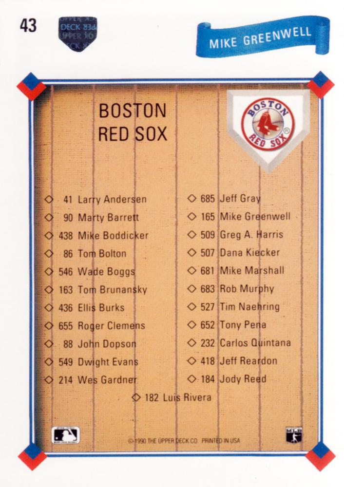 Mike Greenwell  baseball card collectible - Main Image 2