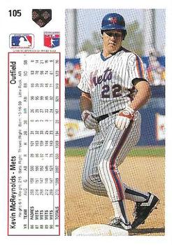 Kevin McReynolds  baseball card collectible - Main Image 2