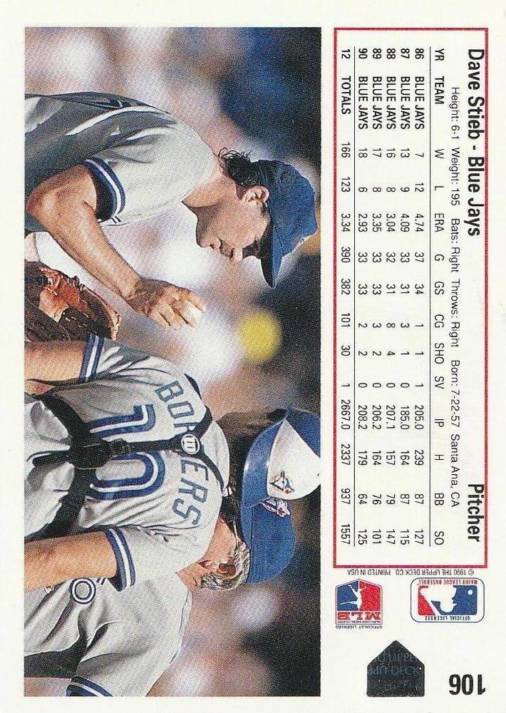 Dave Stieb  baseball card collectible - Main Image 2