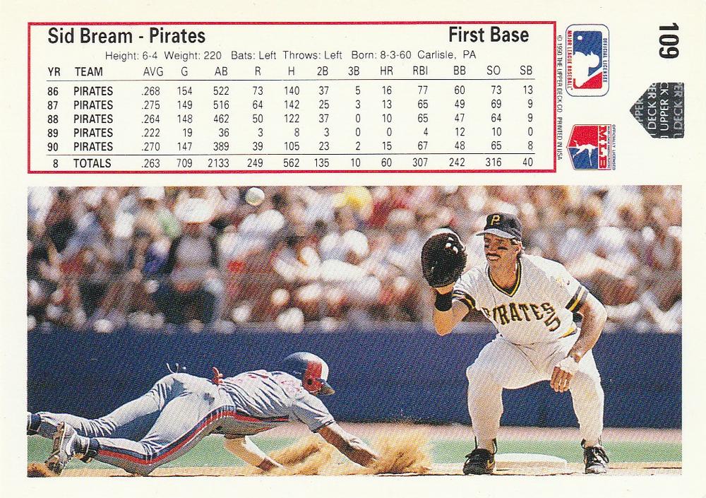 Sid Bream  baseball card collectible - Main Image 2