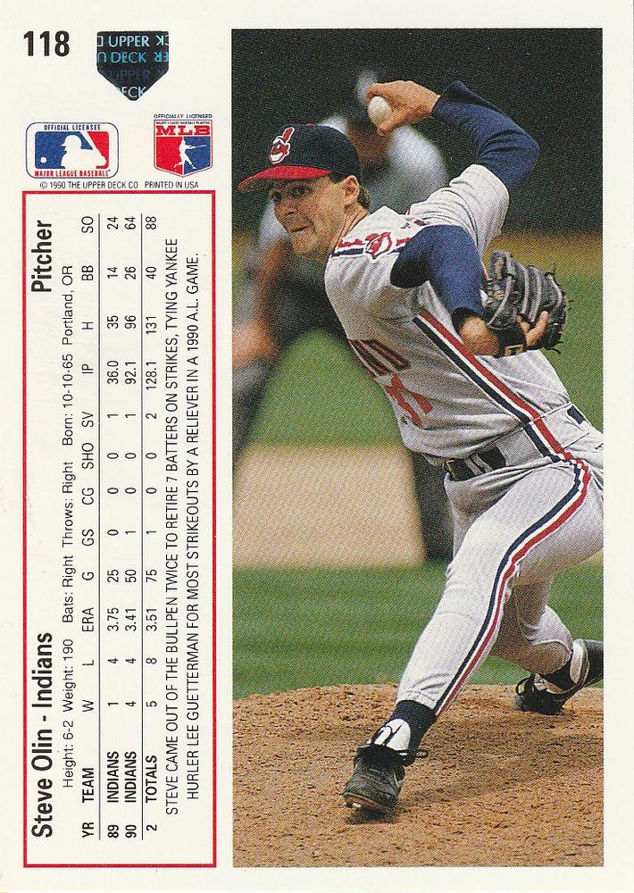 Steve Olin  baseball card collectible - Main Image 2