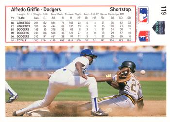 Alfredo Griffin  baseball card collectible - Main Image 2