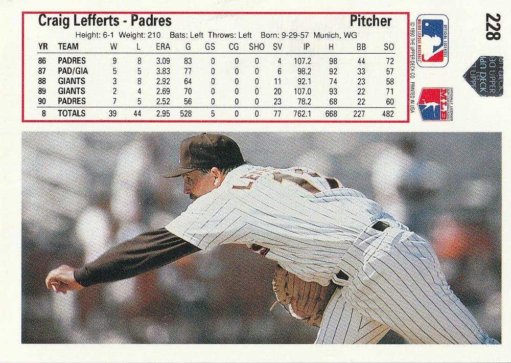 Craig Lefferts  baseball card collectible - Main Image 2
