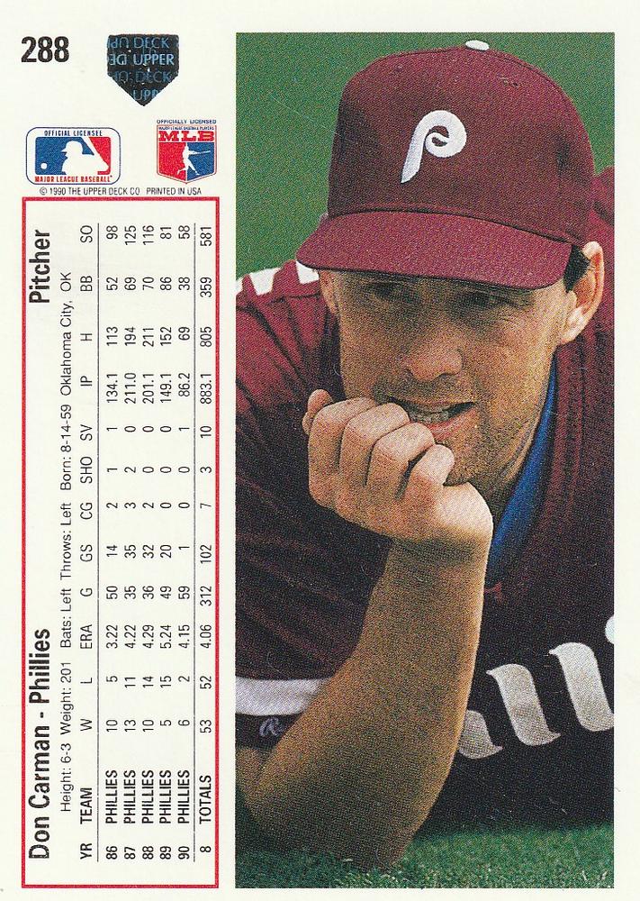 Don Carman  baseball card collectible - Main Image 2