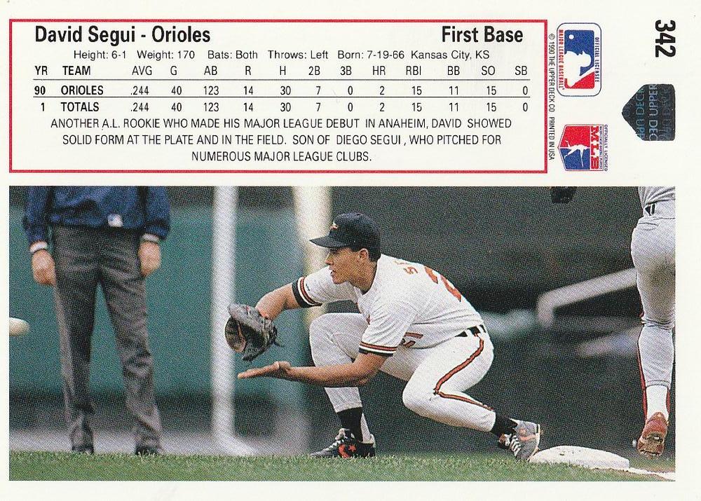 David Segui  baseball card collectible - Main Image 2