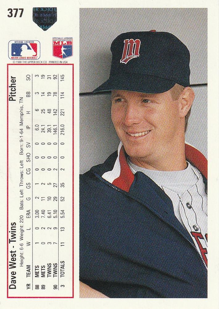 Dave West  baseball card collectible - Main Image 2