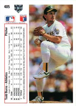 Todd Burns  baseball card collectible - Main Image 2