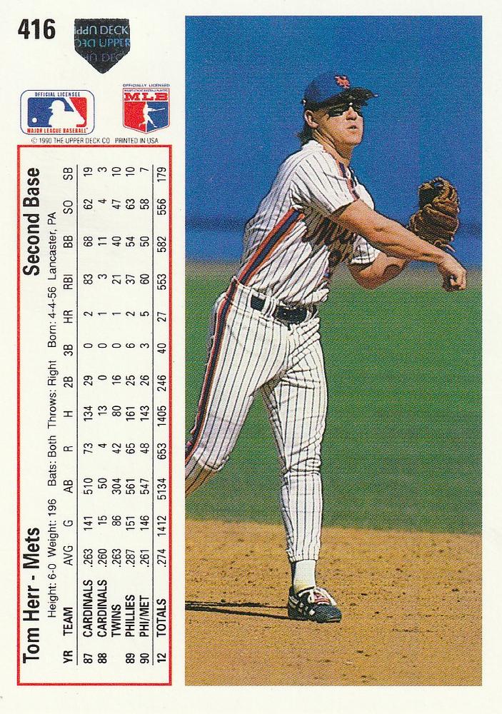 Tom Herr  baseball card collectible - Main Image 2