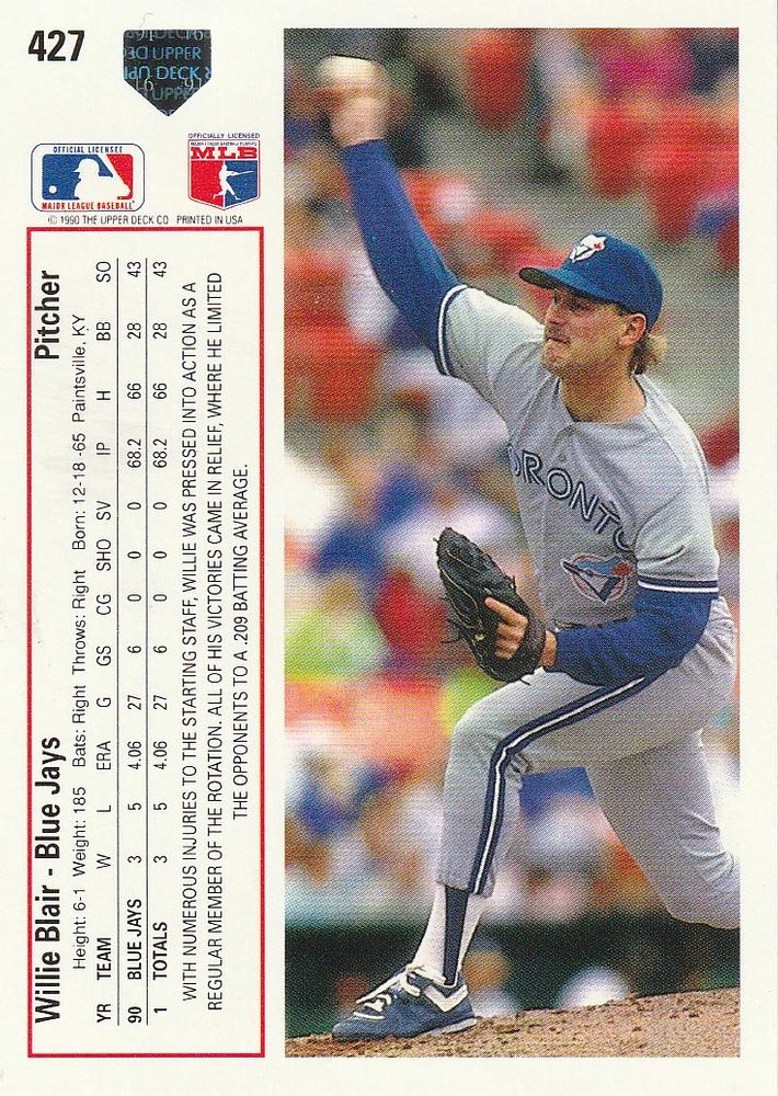 Willie Blair  baseball card collectible - Main Image 2