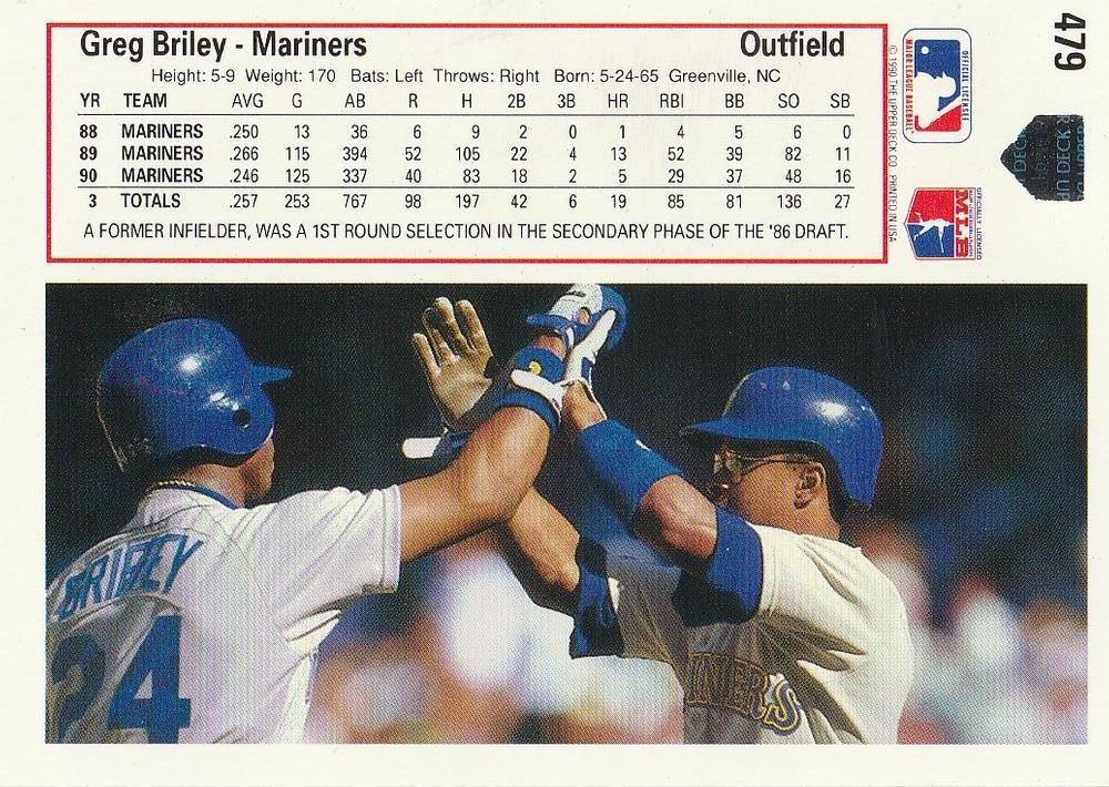 Greg Briley  baseball card collectible - Main Image 2