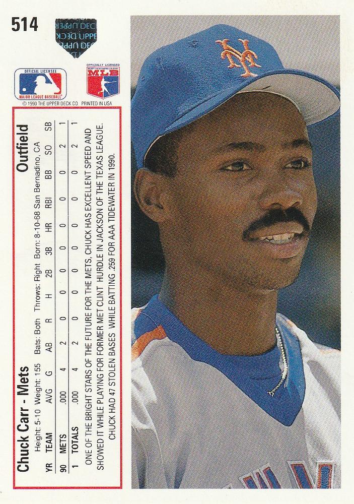 Chuck Carr  baseball card collectible - Main Image 2
